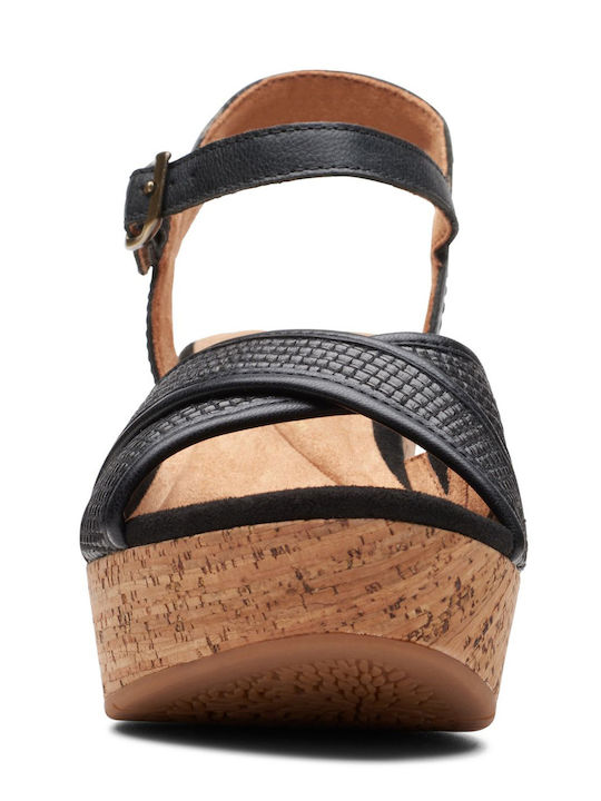 Women's Leather Platform Shoes Black