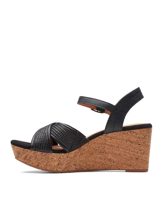 Women's Leather Platform Shoes Black
