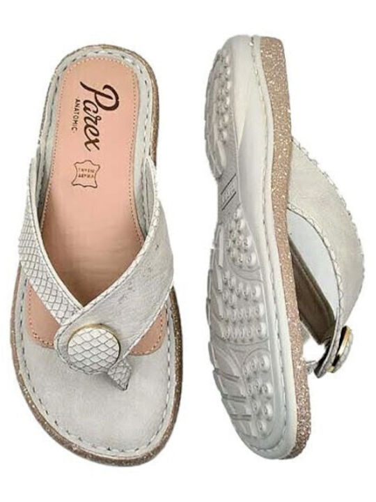 Leather Women's Flat Sandals Anatomic in Gray Color