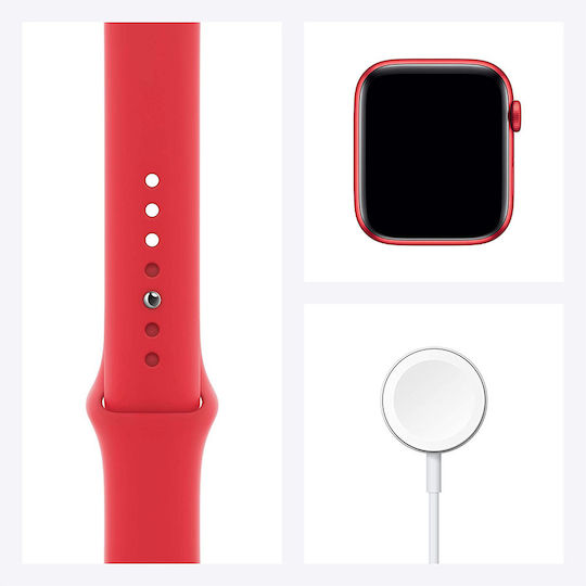 Apple Watch Series 6 Aluminium 40mm Αδιάβροχο με Παλμογράφο (Product Red)