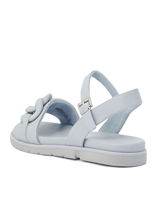 Flache Sandalen für Damen mit Riemen in Hellblau Farbe