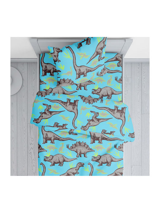 Viopros Double Sided Cotton Baby Quilt Rex 120x160cm Turquoise