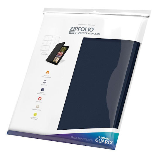 Ultimate Guard Zipfolio 480-24 Pocket XenoSkin Binder 12-Pocket Standard Size Quadrow Blue UGD010344