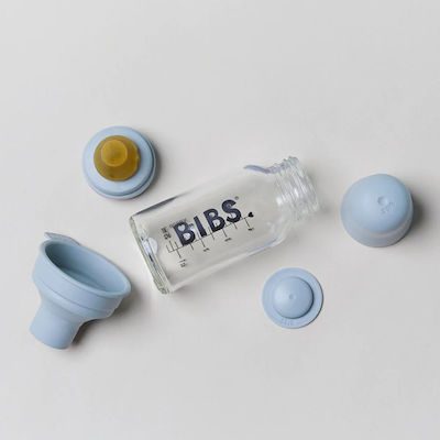 Bibs Glass Bottle with Rubber Nipple for 0+, 0+ m, months Dusky Lilac 110ml 1pcs