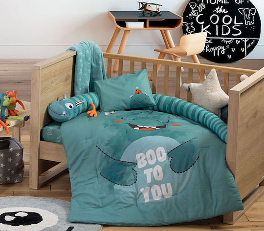Nef-Nef Homeware Monstermania Kids Rug Cotton Gri Round with Diameter 100cm