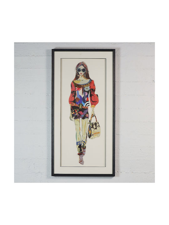 Supergreens Collage Woman With Bag Painting Wooden 50x100cm