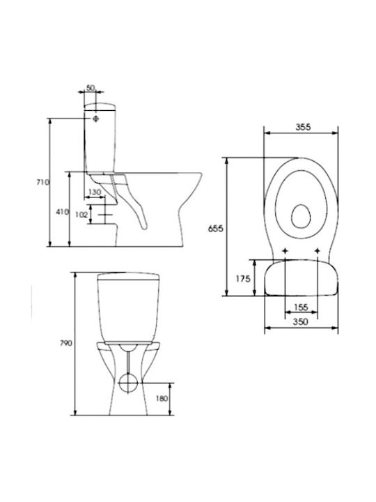 Cersanit Classik Stehende Toilette mit Spülung Weiße