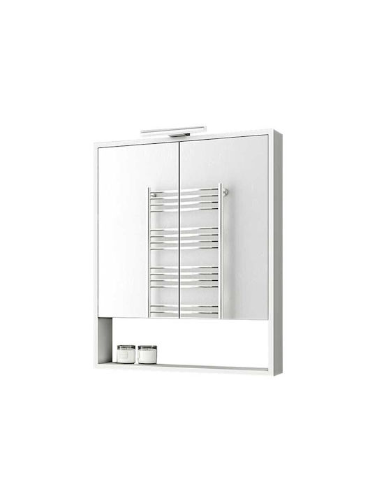 Drop Instinct 55 Rectangular Bathroom Mirror made of Particle Board with Shelf & Cabinet 48x70cm White