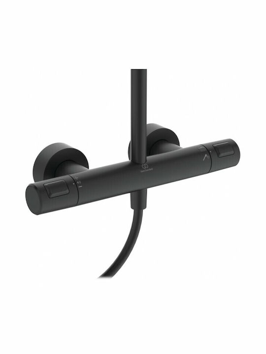 Ideal Standard Ceratherm T25 Ρυθμιζόμενη Στήλη Ντουζ με Μπαταρία 103-133cm Μαύρη
