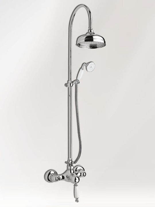 Bugnatese Oxford Adjustable Shower Column with Bathtub Mixer 92-125cm Silver