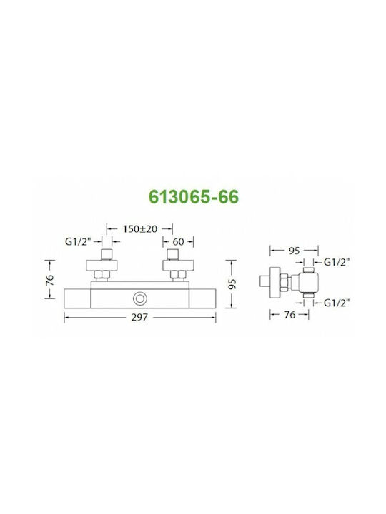 Eurorama Thermo Square Στήλη Ντουζ με Μπαταρία 110cm Ασημί