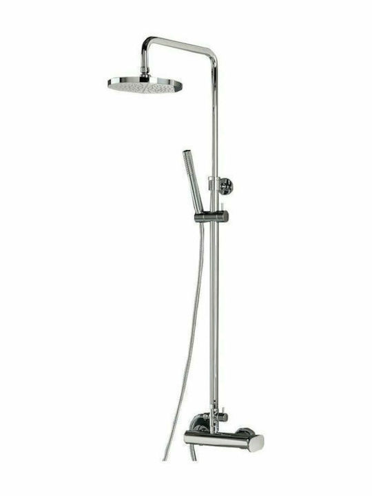 Armando Vicario Slim Shower Column with Bathtub Mixer 117cm Silver
