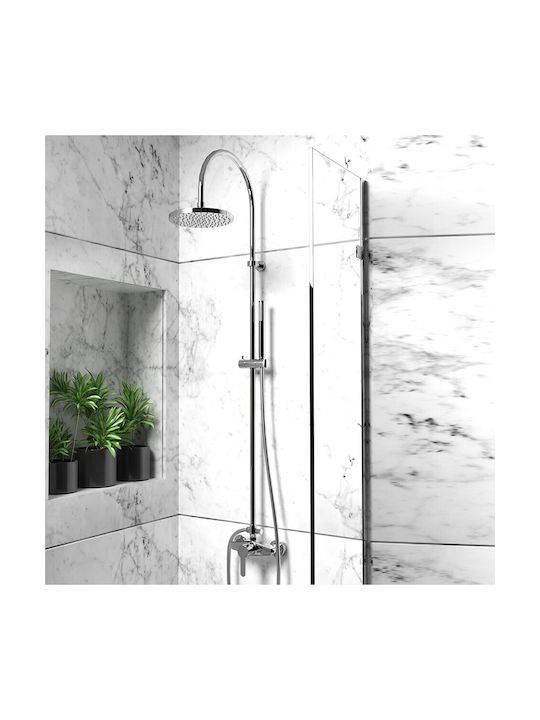Paini 92CR6891P1 Duschsäule mit Wannenbatterie 135cm Silber