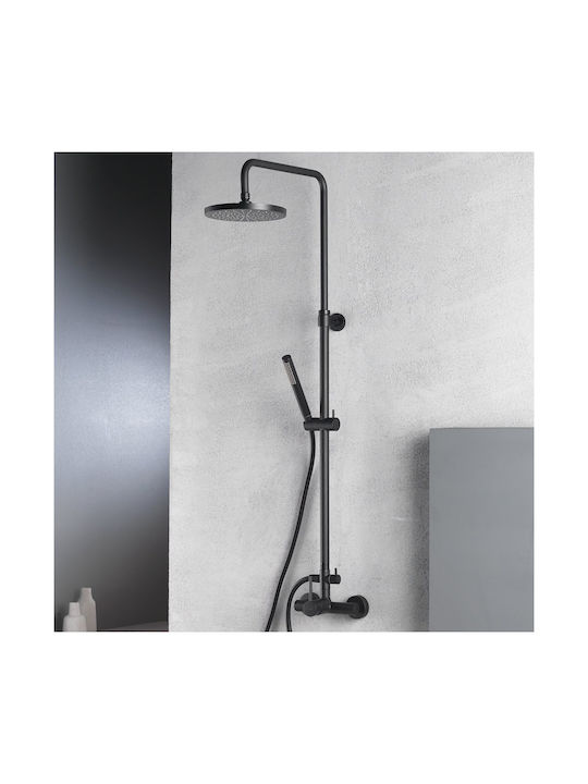 Eurorama Tonda Adjustable Shower Column with Bathtub Mixer 83-144cm Black