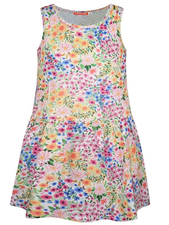 Energiers Kids Dress Floral Sleeveless White