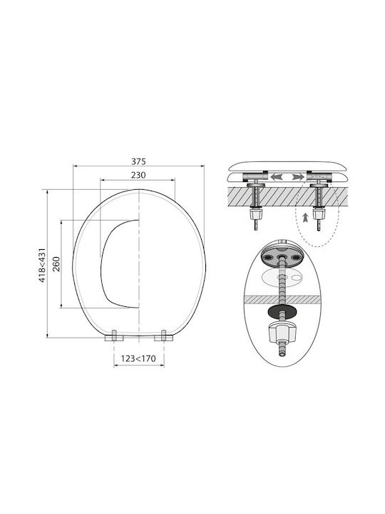 Wirquin Wooden Soft Close Toilet Seat Ciment 16469 41-43cm