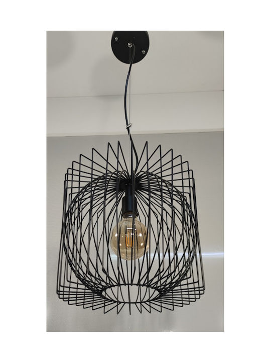 Epiplo-Fos Pendant Light Single-Light Grid for Socket E27 Black