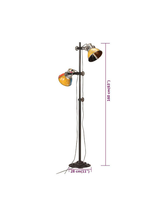 vidaXL Vintage Stehleuchte H160xB28cm. mit Fassung für Lampe E27 Mehrfarbig
