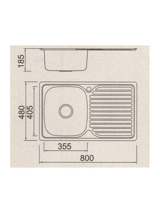 Gloria Arem Hotel I 20-6105 Drop-In Sink Inox Satin W80xD48cm Silver
