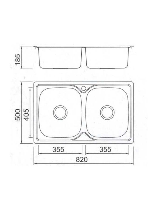 Gloria Arco Hotel II 20-6100 Drop-In Sink Inox Satin W80xD50cm Silver