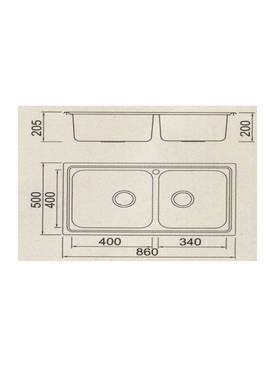 Gloria Otto-Sei ΙΙ Nova 18-8888 Drop-In Sink Inox Satin W86xD50cm Silver