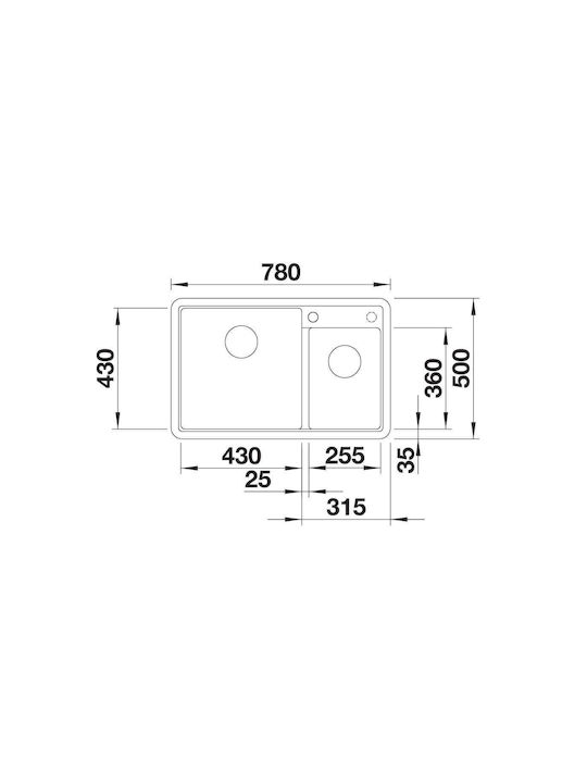 Blanco Legra 8 526226 Drop-In Мивка Ляв от Синтетичен Гранит Ш78xД50см Бял