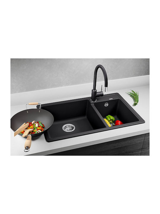 Blanco Legra 8 526223 Drop-In Chiuvetă Stânga din Granit Sintetic L78xW50cm Negru