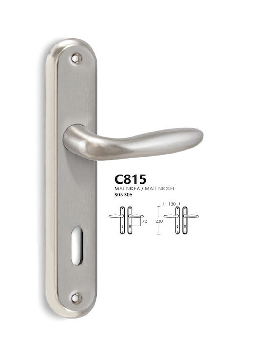 Conset Lever Middle Door with Plate C815 Pair (Center Distance 90mm) Nickel