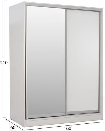 Doppeltür Kleiderschrank Schieben ADLER mit Spiegel White 160x60x210cm