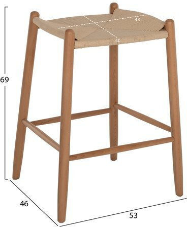 Hocker Bar Hölzernes Brave Beige 44x46x65cm