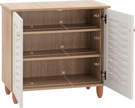 Wooden Shoe Organizer with 2 Shelves Sonama White 77x34x67.5cm