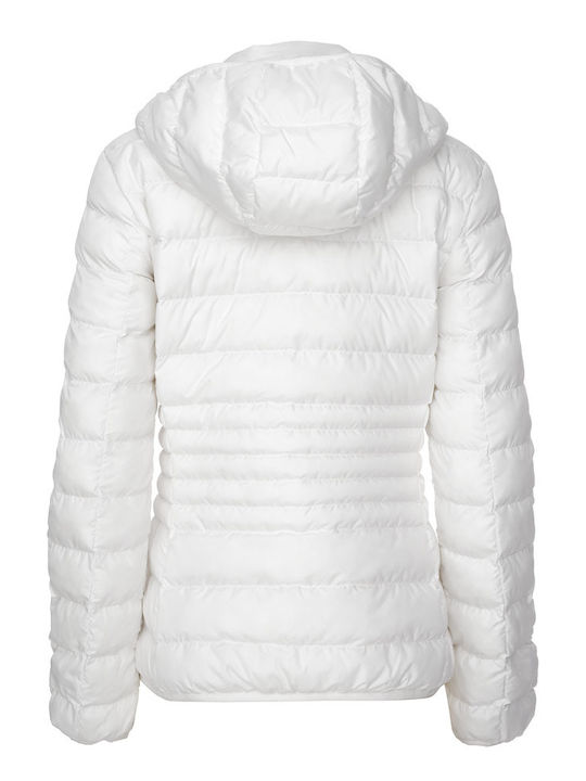 Emporio Armani Women's Short Puffer Jacket for Winter with Hood White