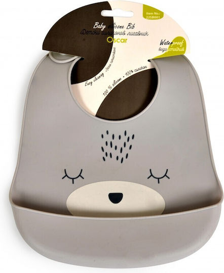 Cangaroo Oscar Waterproof Bib Silicone with Button & Pocket Grey for 4 m+ 110049