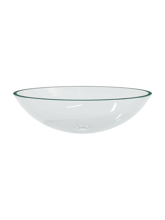 vidaXL Επικαθήμενος Νιπτήρας Γυάλινος 50x37cm Διάφανος