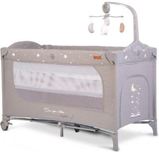 Cangaroo Once Upon A Time Loc de joacă 2 Nivele cu Saltea Gri 125x62cm