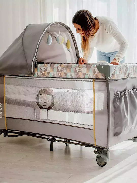 Lionelo Sven Plus Playpen 2 Levels with Changing Table & Mattress Yellow Scandi 127x65cm