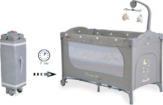 Cangaroo Once Upon A Time Loc de joacă 2 Nivele cu Saltea Gri 125x62cm