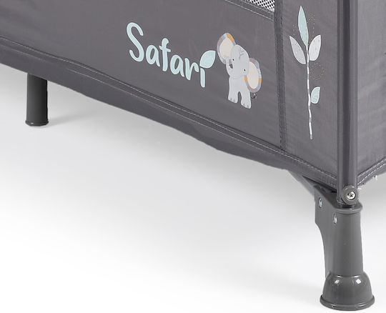 Moni Safari Playpen with Mattress Grey-Pink 125x65cm