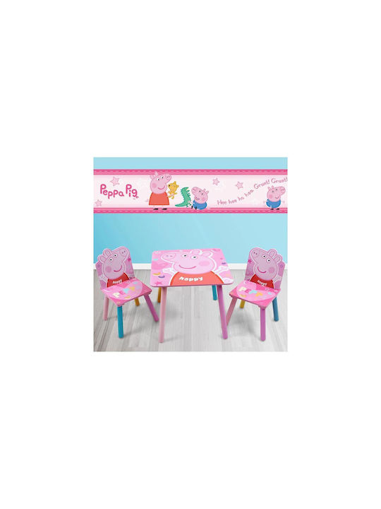 Peppa Pig Kinder Tischset mit Stühlen aus Holz Rosa