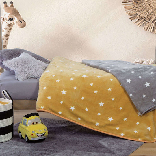 Nef-Nef Homeware Blanket Cot Stellar Velvet Yellow Yellow 100x140cm