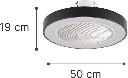 Inlight Chilko Ceiling Fan 50cm with Light Fixture Black