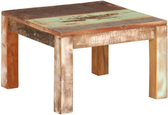 Square Central Coffee Table Made of Solid Wood Multicolour W55xL55xH35cm