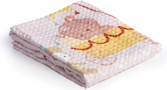 Nef-Nef Homeware Decke Kinderbett Exploring Together Waffel Rosa 110x150cm