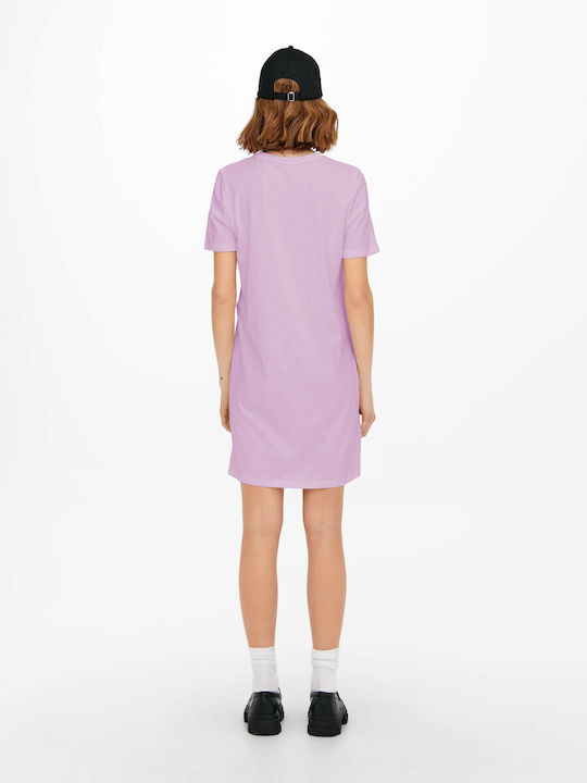 Only Καλοκαιρινό Mini T-shirt Φόρεμα Lilac
