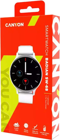 Canyon Badian 45mm Smartwatch με Παλμογράφο (Λευκό)