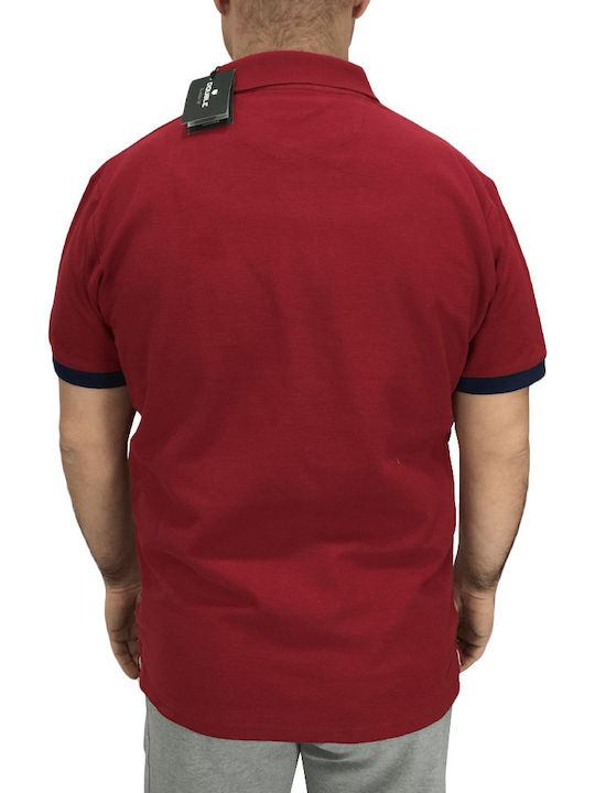 Double S Men's Short Sleeve Blouse Polo Burgundy