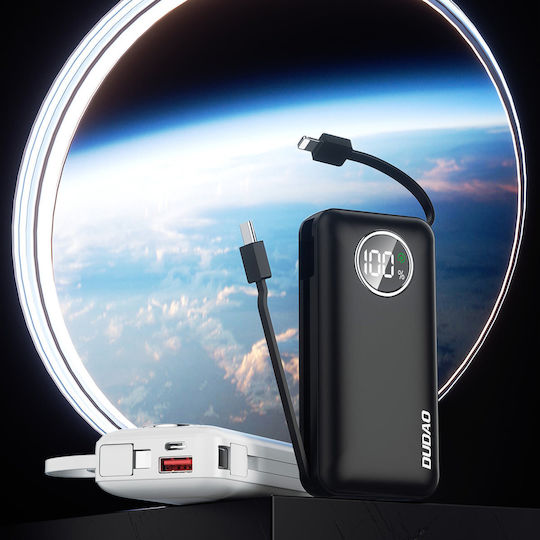 Dudao K15 sB Външна Батерия 10000mAh 22.5W с USB-A Изходен Порт и USB-C Изходен Порт Power Delivery Черна