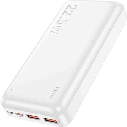 Hoco J101A Astute Baterie Externă 20000mAh 20W cu 2 Porturi de Ieșire USB-A și Port de Ieșire USB-C Power Delivery Albă