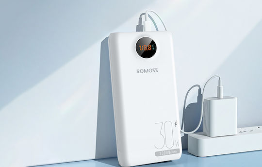 Romoss SW20S Pro Power Bank 20000mAh 30W με 2 Θύρες USB-A και Θύρα USB-C Quick Charge 4.0 Λευκό