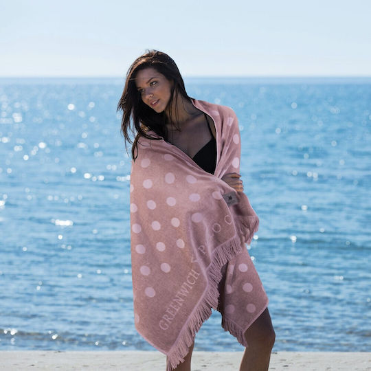 Greenwich Polo Club Beach Towel Cotton Nude with Fringes 180x90cm.